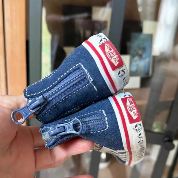 Vans toddler sneakers high top suede lace up zipper checkered board navy boys - Picture 4 of 10